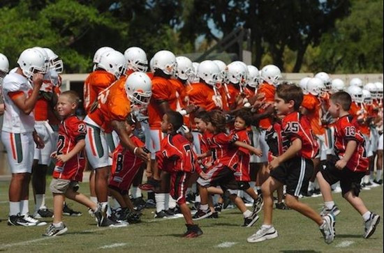 The Kendall Hammocks Warriors Pee Wee football league was invited by Randy Shannon to join the Hurricanes for an afternoon practice at Greentree...