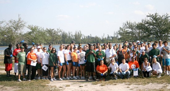 UM Staff, Coaches & Student Athletes volunteer at Amelia Earhart Park Community Service Project.