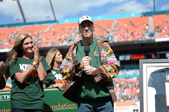 The University of Miami Hurricanes celebrate ?Kelly Tough? day as legendary quarterback Jim Kelly is honored during a game against the North Carolina...