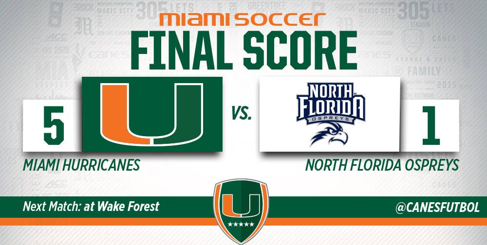 @CanesFutbol Rolls to 5-1 Victory over UNF