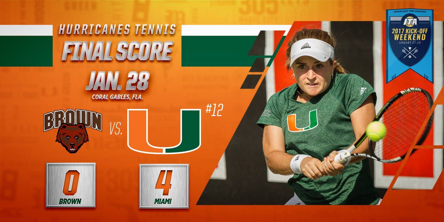 @CanesWTennis Shuts out Brown, 4-0