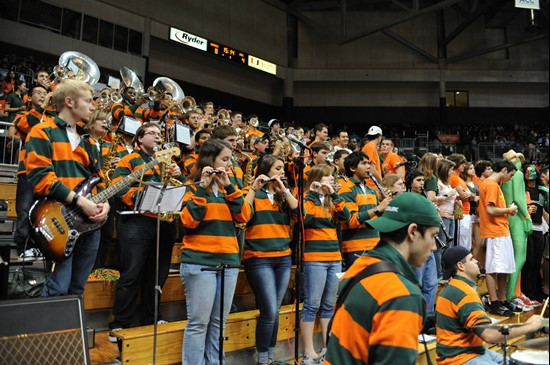 Fans cheer for The University of Miami Hurricanes as they played host to the North Carolina Tar Heels at the BankUnited Center on January 26, 2011.   ...