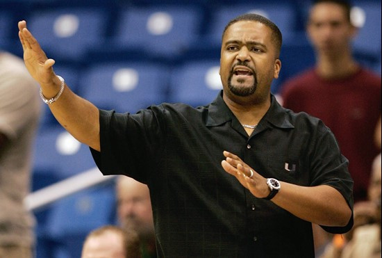 Frank Haith gives instructions to his players during the second half against VCU. Miami won 69-63. (AP Photo/Andres Leighton)