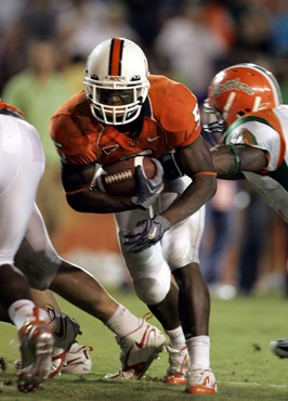 Miami running back Javarris James runs for a touchdown during the third quarter against Florida A&M,Saturday, Sept. 9, 2006 at the Orange Bowl in...