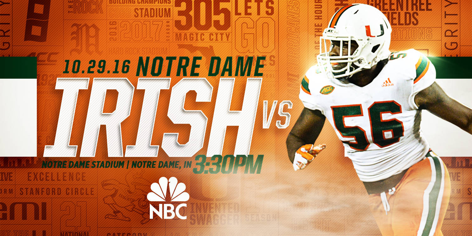 Canes Football Travels to Notre Dame