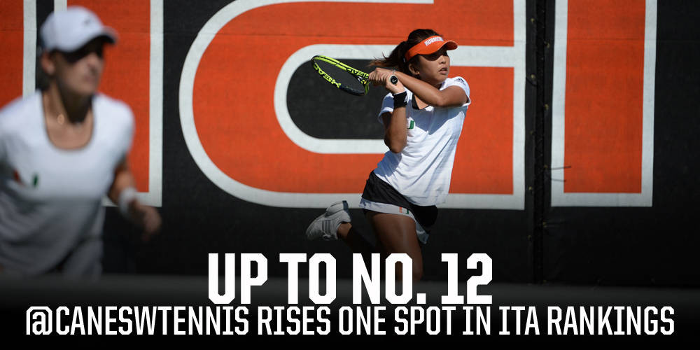 @CanesWTennis Moves to No. 12 Nationally