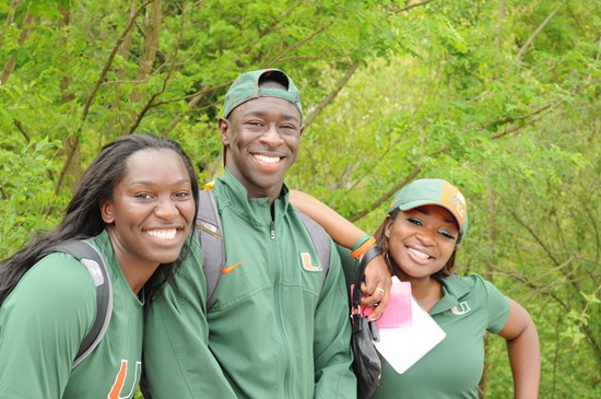 Lea Johnson, Timothy Richardson and Joy Ekema-Agbaw at 2013 ACC Outdoor Championships