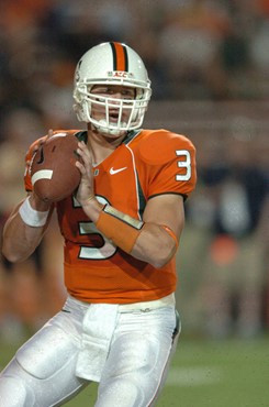 University of Miami Hurricanes quarterback Kyle Wright #3 completed 14 passes on 22 attempts for 117 yards. Wright also rushed 4 times for 1 yard...