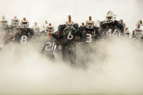 University of Miami Hurricanes in a game against the Duke Blue Devils at Sun Life Stadium on September 27, 2014. Photo by Steven Murphy/SPN