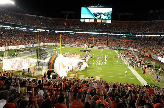 The University of Miami plays against their ACC rival Florida State Seminoles in a game at Sun Life Stadium on October 20, 2012. Photo by Steven...