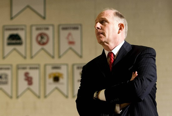 15 November 2008: Patriots head coach Jim Larranaga watches the action during the George Mason Patriots win in overtime 80-79 over the Vermont...