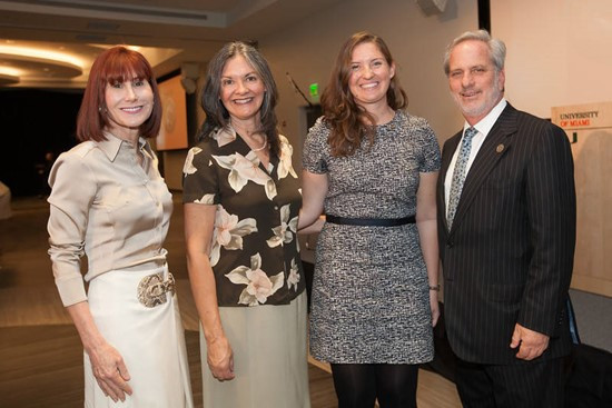 Caitlin Augustin (third from left) and her mother, Maria (second from left), with UM Board of Trustees Chairman Leonard Abess and his wife, Jayne.