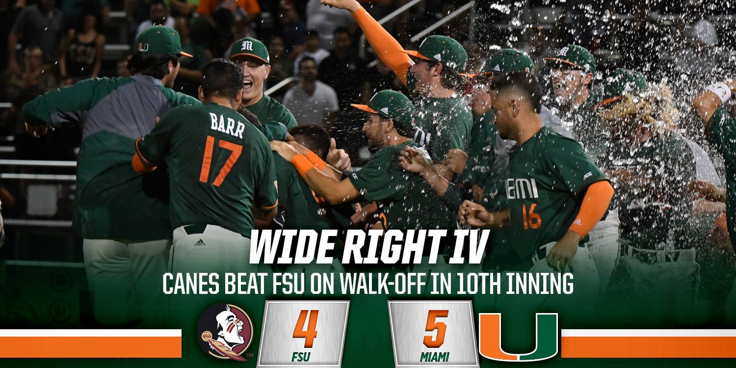 Canes Walk-Off Over FSU 5-4 in 10 Innings