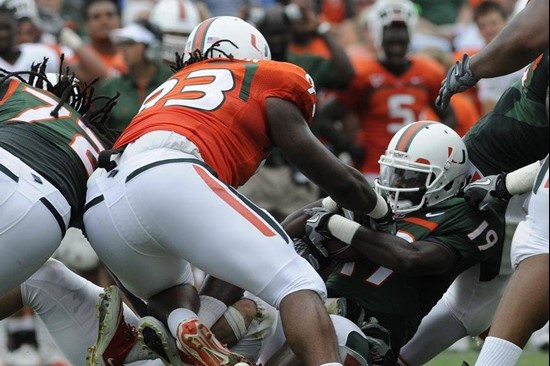 HITTING at the 2011 Miami Hurricanes Spring Football Game @ Lockhart Stadium