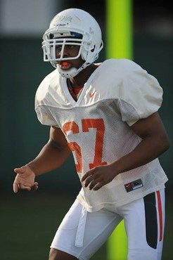 University of Miami Hurricanes players at Cobb Stadium training for the upcoming 2010 season. The practice was open for Season ticket holders and...
