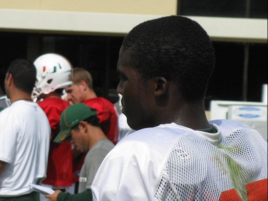 Freshman Phillip Dorsett looks on during an offensive team drill on Friday.