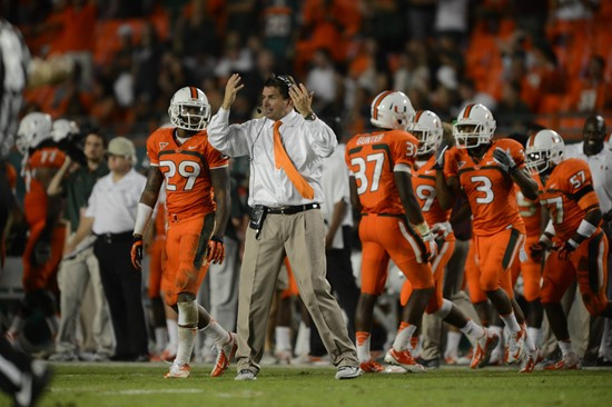 University of Miami Hurricanes head coach Al Golden on the sidelines in a game against the Virginia Tech Hokies at Sun Life Stadium on November 1,...