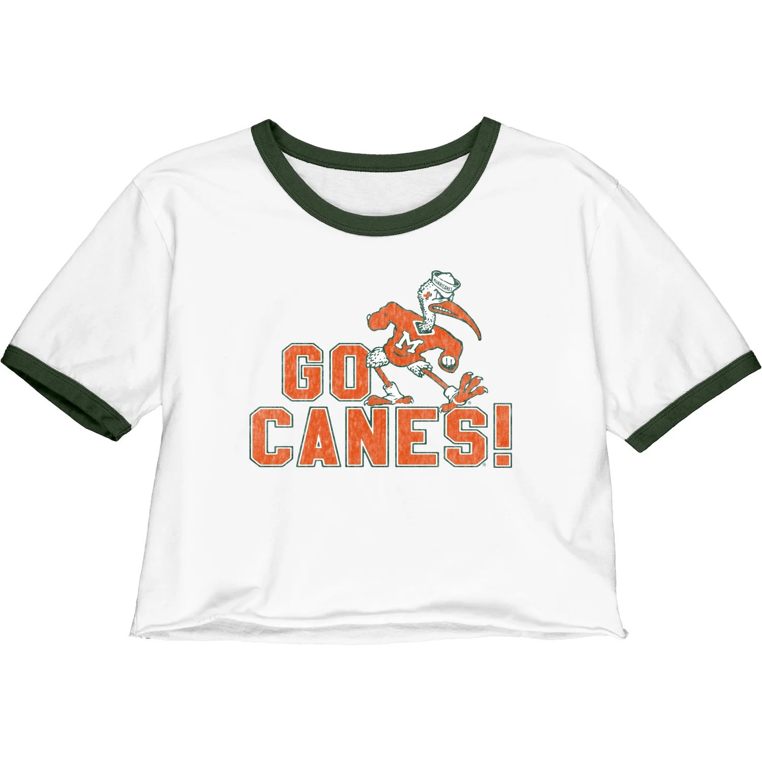 Blue 84 University of Miami Women's White Crop Ringer T-Shirt