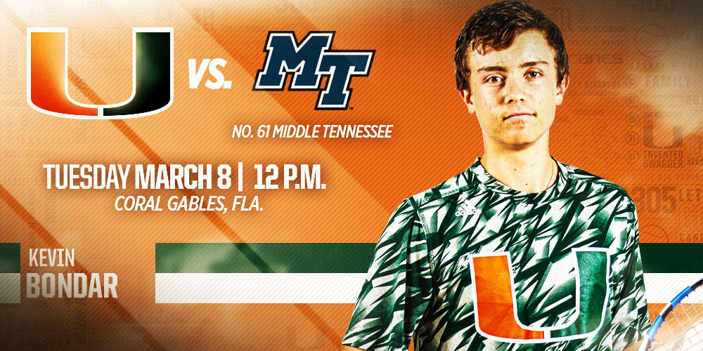 @CanesMensTennis To Take on Middle Tennessee