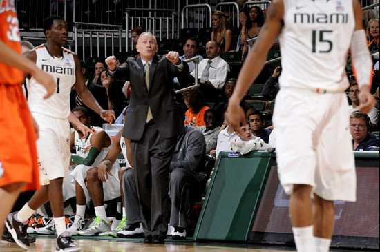 Durand Scott, Rion Brown and Coach Larranaga, Clemson