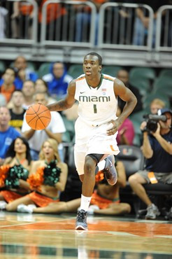 University of Miami Hurricanes guard, Durand Scott, #1, and the Canes play host to the Duke Blue Devils at the BankUnited Center on February 13, 2011....