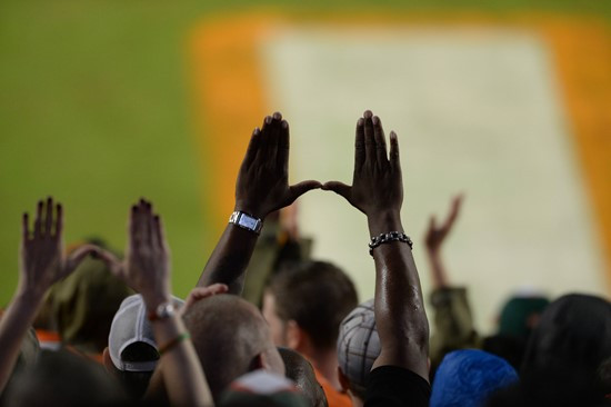 University of Miami Hurricane Fans tailgate at SunLife Stadium before a game against the Virginia Tech Hokies at Sun Life Stadium on November 9, 2013....