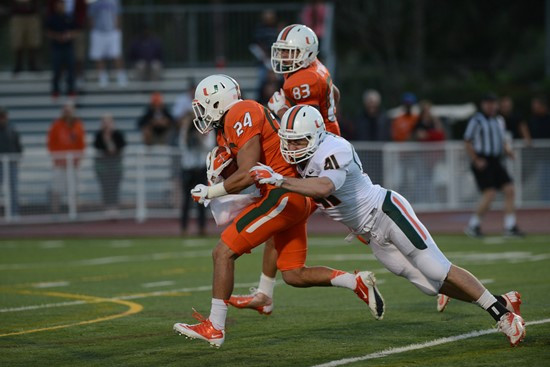 Wyatt Chickillo tackles Stephen Sweeney