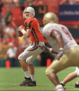 Ken Dorsey threw for 328 yards in a 27-24 win in the Orange Bowl in 2000.