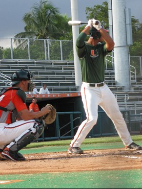 Harold Martinez at the Orange-Green World Series Wednesday afternoon at Alex Rodriguez Park.