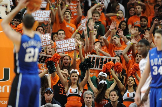 The University of Miami Hurricanes played the Duke Blue Devils at the BankUnited Center on February 13, 2011. Photo by Steven Murphy/SPN