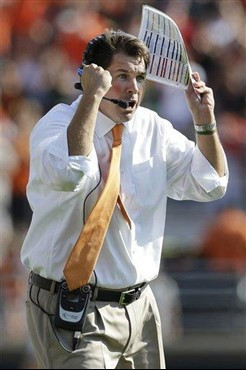 Miami head coach Al Golden reacts on the sidelines against Boston College in an NCAA college football game at Alumni Stadium in Newton, Mass.,...