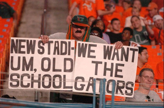 University of Miami Hurricane fan Richard Molinary shows his team spirit in a game against Charleston Southern University in the Canes inaugural game...