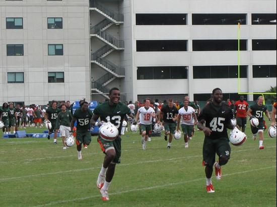 We all scream for ICE CREAM! Players run off the field at the end of the second practice of the day for the ice cream truck.