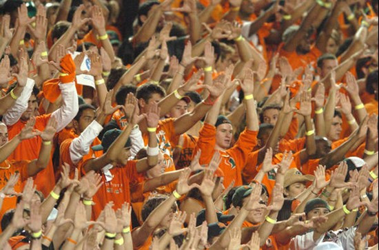University of Miami Hurricane fans show their team spirit in a game Virginia Cavaliers  at the Orange Bowl on November 10, 2007.  The game marks the...
