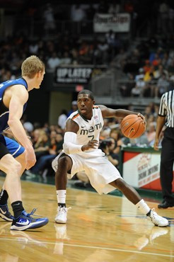 University of Miami Hurricanes guard, Malcolm Grant #3, and the Canes play host to the Duke Blue Devils at the BankUnited Center on February 13, 2011....