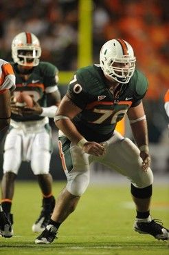 University of Miami Hurricanes center A.J. Trump #70 plays in a game against the Florida A&M Rattlers at Land Shark Stadium on October 10, 2009. ...