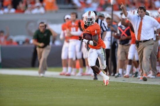 University of Miami Hurricanes defensive back Artie Bums #1 plays in a game against the Georgia Tech Yellow Jackets at Sun Life Stadium on October 5,...