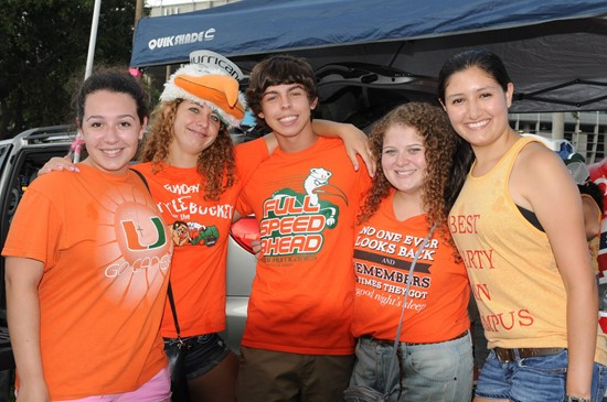 University of Miami Hurricane fans show their team spirit in a game against the Savannah State Tigers at Sun Life Stadium on September 21, 2013. ...