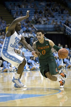 The University of Miami Hurricanes faced the University of North Carolina Tar Heels on Tuesday, January 10, 2012 in the Dean E. Smith Center in Chapel...