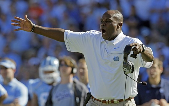 North Carolina head coach Everett Withers reacts during the second half against Miami. (AP Photo/Gerry Broome)