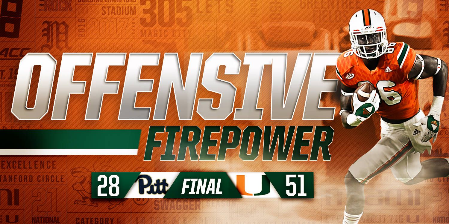 Canes Erupt for 51-28 Victory Over Pitt