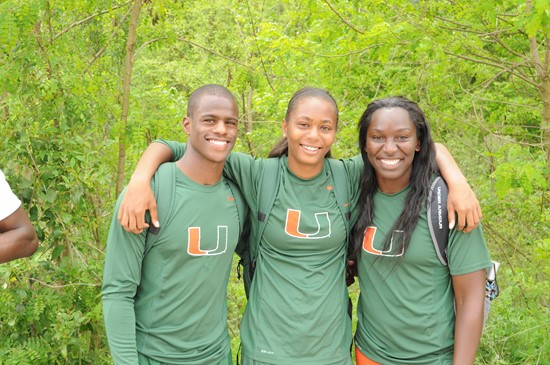 Richard Tema, Dakota Dailey-Harris and Lea Johnson at 2013 ACC Outdoor Championships