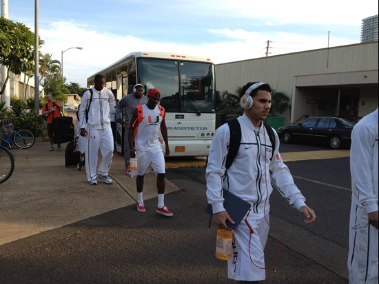 The Canes arrive at the Stan Sheriff Center