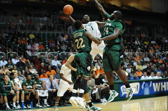 University of Miami Hurricanes guard,, Durand Scott, #1, plays host to the Stetson University Hatters at the BankUnited Center on December 12, 2010. ...