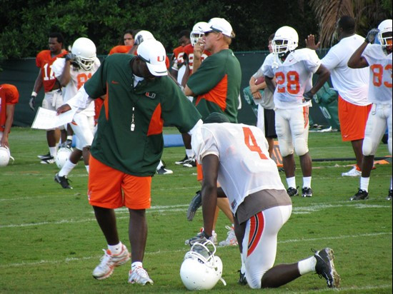 Aubrey Hill and Aldarius Johnson (4) at practice Sunday morning at the Greentree Practice Fields.