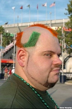 A University of Miami Hurricane fan shows his team spirit in a game against the Oklahoma Sooners at Land Shark Stadium on October 3, 2009.  Photo by...