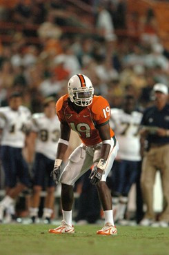 University of Miami Hurricanes safety Brandon Meriweather #19 had 3 solo tackles against the Florida International University Golden Panthers at the...