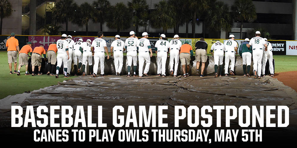 Baseball Game vs. No. 19 FAU Postponed to May 5th