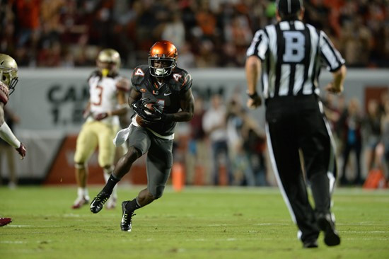 University of Miami Hurricanes wide receiver Phillip Dorsett #4 plays in a game against the Florida State Seminoles at Sun Life Stadium on November...