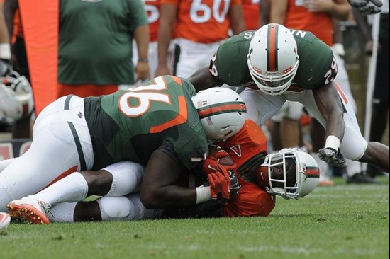 DEFENSE at the 2011 Miami Hurricanes Spring Football Game @ Lockhart Stadium